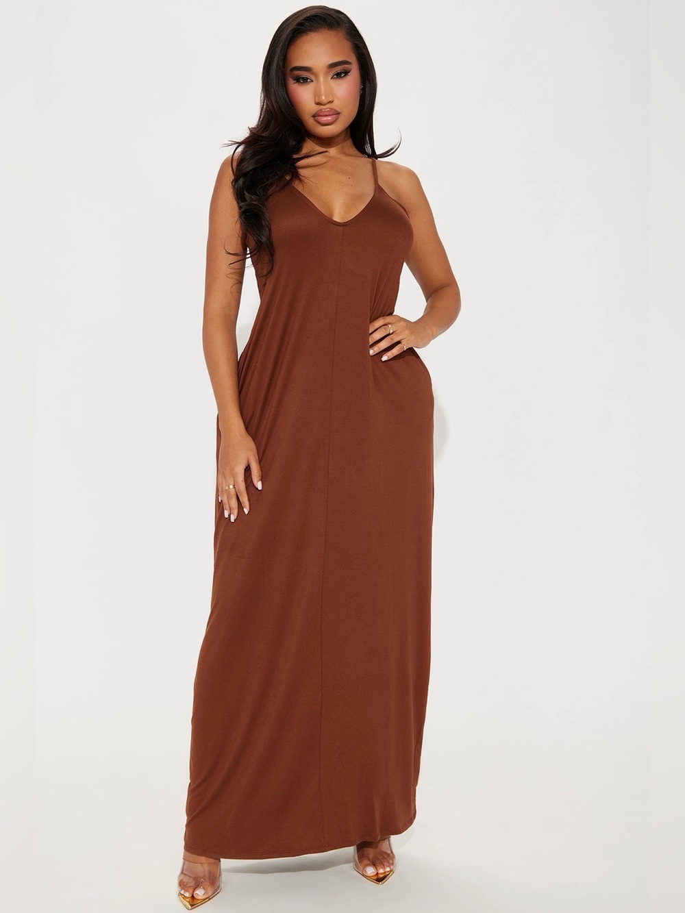 Simple Saturday Maxi Dress L Brown